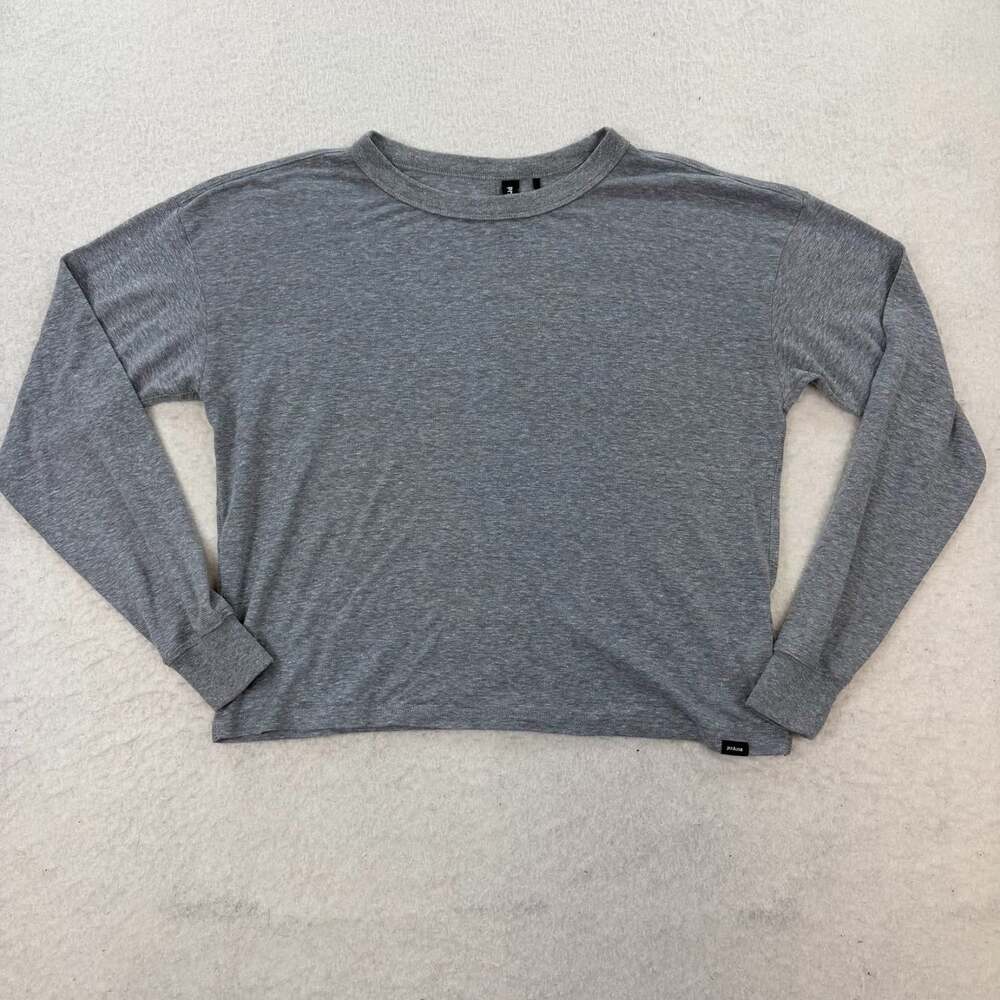 PrAna Grey Cozy Up Long-Sleeve Crew Pullover Hemp Blend Top Size XS